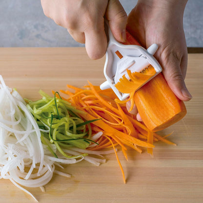 Corporation DH8013 KITCHEN Peeler, Switchable Shredded Peeler, Julienne, Potatoes, Sprout, Dishwasher Safe, White, Made in Japan