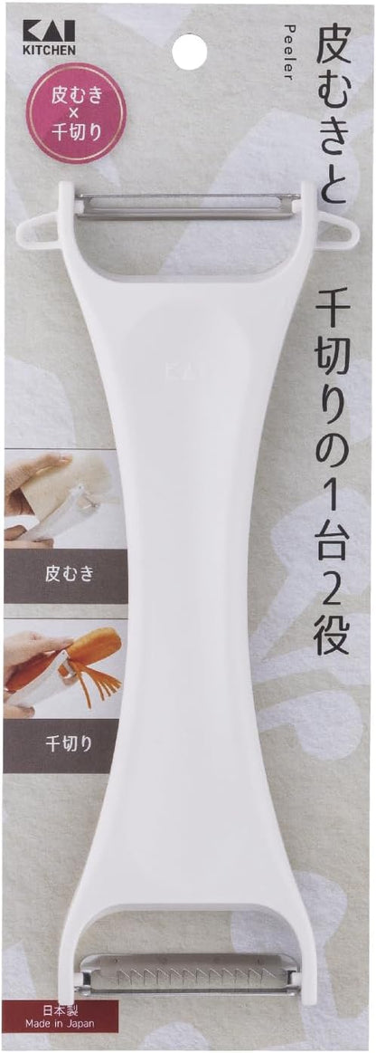 Corporation DH8013 KITCHEN Peeler, Switchable Shredded Peeler, Julienne, Potatoes, Sprout, Dishwasher Safe, White, Made in Japan