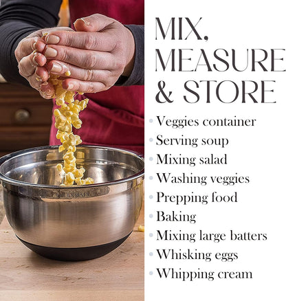 Stainless Steel Mixing Bowls with Airtight Lids Set - Set of 4