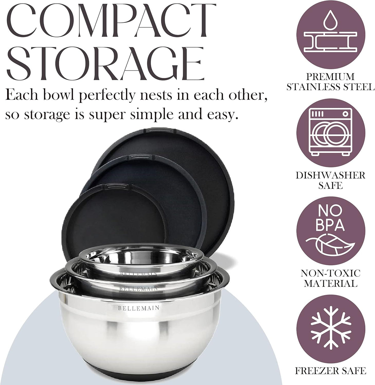 Stainless Steel Mixing Bowls with Airtight Lids Set - Set of 4