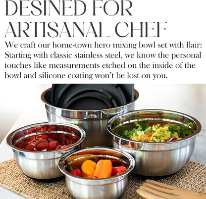 Stainless Steel Mixing Bowls with Airtight Lids Set - Set of 4