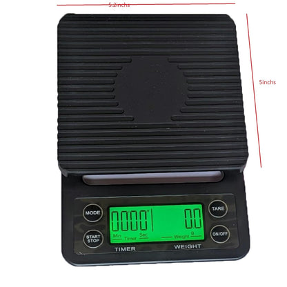0.1g Precision Coffee Scale 3kg Digital Scale for Kitchen Use (Black) | 3kg/0.1g Precision Shot Scale Digital Scale for Espresso & Pour Over Coffee-Black