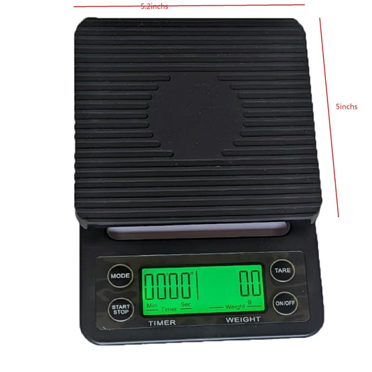 0.1g Precision Coffee Scale 3kg Digital Scale for Kitchen Use (Black) | 3kg/0.1g Precision Shot Scale Digital Scale for Espresso & Pour Over Coffee-Black