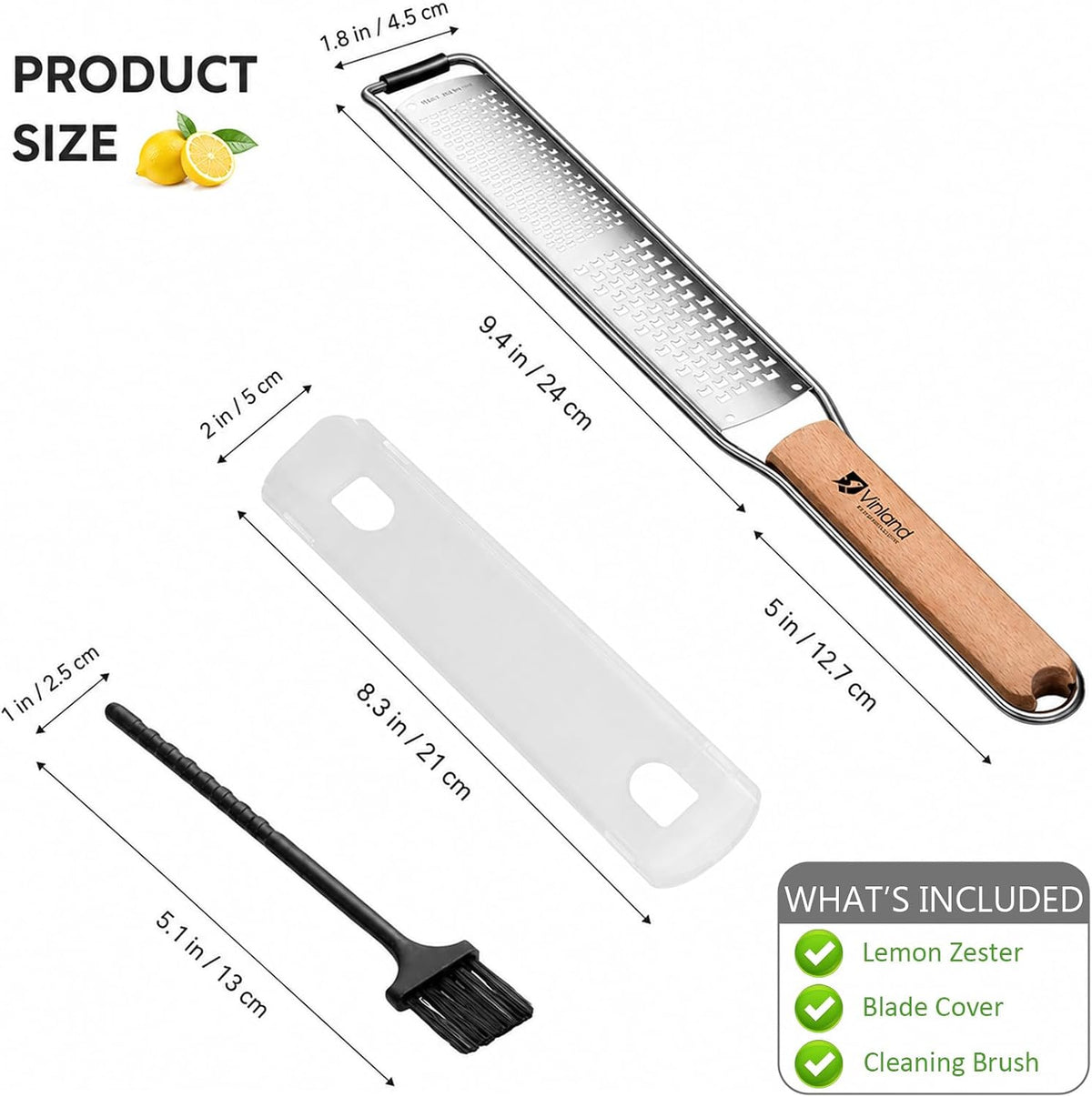 Citrus Lemon Zester & Cheese Grater (Razor-Sharp Stainless Steel Blade & Protect Cover) For Citrus, Parmesan Cheese, Lemon, Ginger, Garlic, Chocolate, Nutmeg, Vegetables and Fruits - Dishwasher Safe