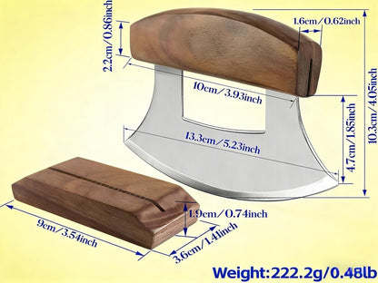 Pizza Cutter Chef Ulu Knife Handle Color Grip (walnut wood, 5.2inch)