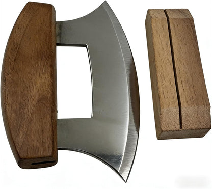 Pizza Cutter Chef Ulu Knife Handle Color Grip (walnut wood, 5.2inch)