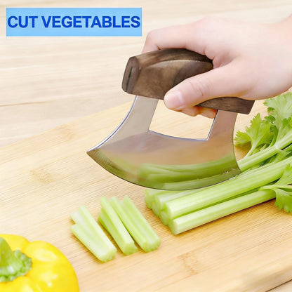 Pizza Cutter Chef Ulu Knife Handle Color Grip (walnut wood, 5.2inch)