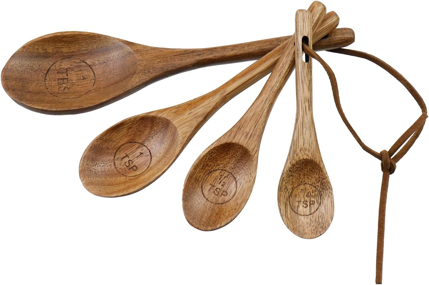 4pcs Wood Measuring Spoons and Scoops Set, Measure Scoop, 4 Size | Wooden Measuring Tablespoons, Retro Measuring Scoops, for Dry Ingredients, Coffee Powder, 1 Tbsp, 1 Tsp, 1/2 Tsp, 1/4 Tsp