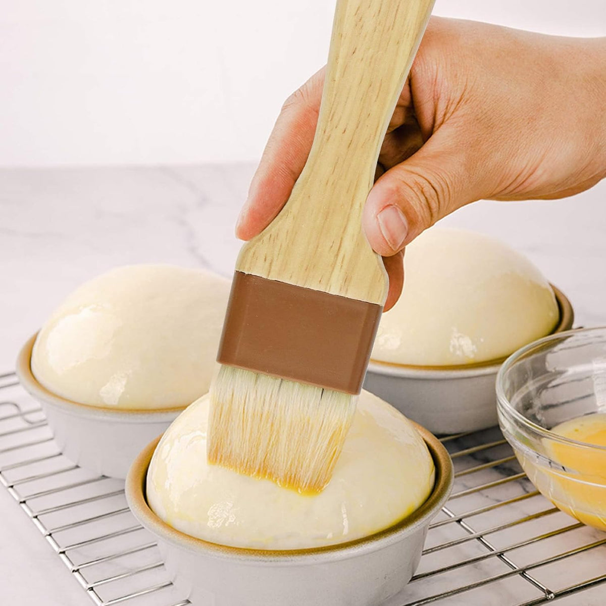 6 Pieces Pastry Brushes Basting Oil Brush for Cooking with Boar Bristles and Beech Hardwood Handles for Spreading Butter Cooking Baking BBQ Oil Brush(1 inch, 1.6 inch, 2inch)