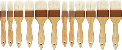 6 Pieces Pastry Brushes Basting Oil Brush for Cooking with Boar Bristles and Beech Hardwood Handles for Spreading Butter Cooking Baking BBQ Oil Brush(1 inch, 1.6 inch, 2inch)