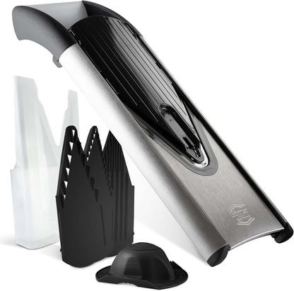 by Reston Lloyd Mandoline Slicer V6 (Starter Set) • Stainless Steel Slicer with V-Blade • Adjustable Kitchen Slicer for Vegetables & Fruits • Various Thicknesses & Grater