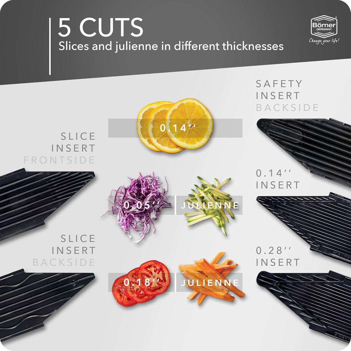 by Reston Lloyd Mandoline Slicer V6 (Starter Set) • Stainless Steel Slicer with V-Blade • Adjustable Kitchen Slicer for Vegetables & Fruits • Various Thicknesses & Grater