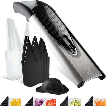 by Reston Lloyd Mandoline Slicer V6 (Starter Set) • Stainless Steel Slicer with V-Blade • Adjustable Kitchen Slicer for Vegetables & Fruits • Various Thicknesses & Grater