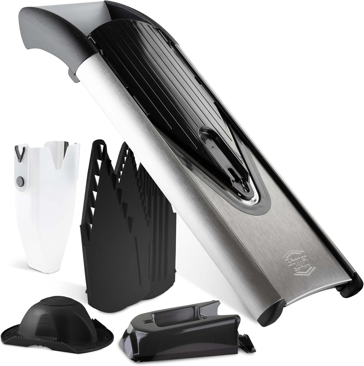 by Reston Lloyd Mandoline Slicer V6 (Starter Set) • Stainless Steel Slicer with V-Blade • Adjustable Kitchen Slicer for Vegetables & Fruits • Various Thicknesses & Grater