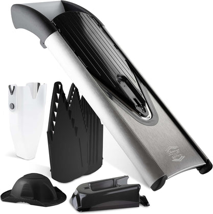 by Reston Lloyd Mandoline Slicer V6 (Starter Set) • Stainless Steel Slicer with V-Blade • Adjustable Kitchen Slicer for Vegetables & Fruits • Various Thicknesses & Grater