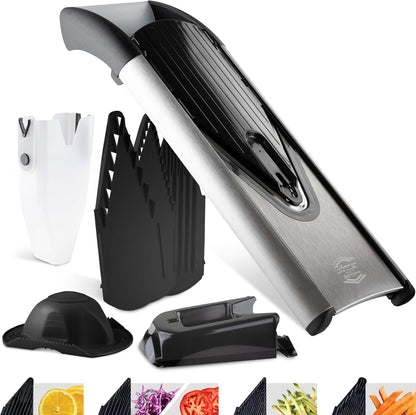 by Reston Lloyd Mandoline Slicer V6 (Starter Set) • Stainless Steel Slicer with V-Blade • Adjustable Kitchen Slicer for Vegetables & Fruits • Various Thicknesses & Grater