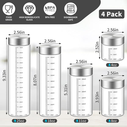 4 Oz Glass Jar with Lid, 2 Pack