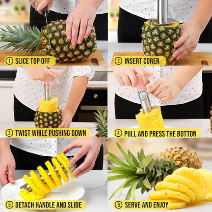 Stainless Steel Pineapple Corer, Slicer & Eye Peeler