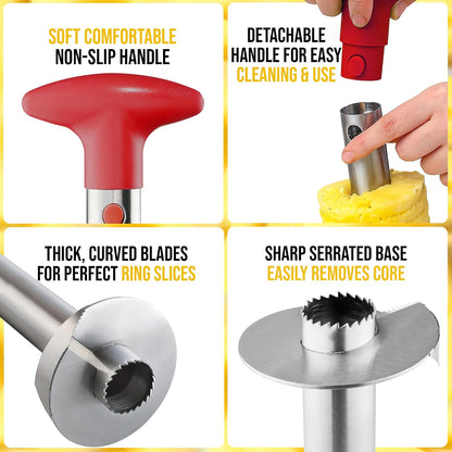 Stainless Steel Pineapple Corer, Slicer & Eye Peeler