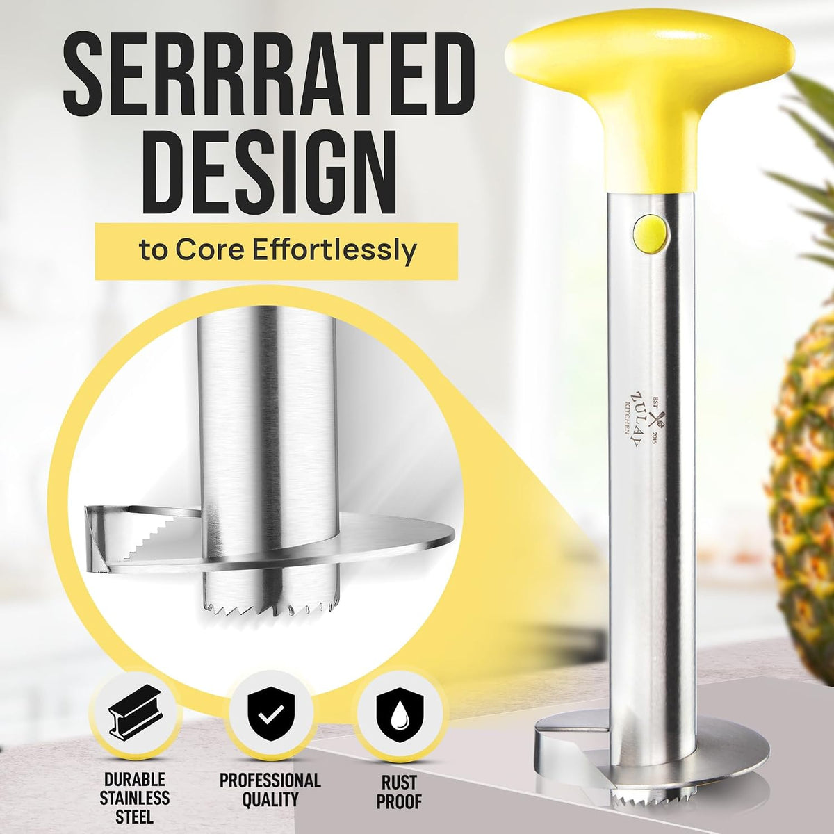 Stainless Steel Pineapple Corer, Slicer & Eye Peeler
