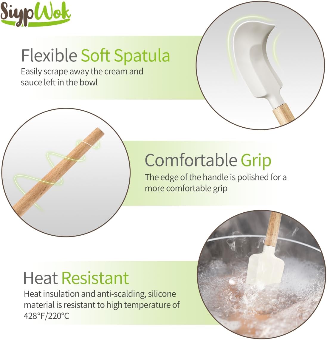 Silicone Spatula Set, Food Grade Rubber Spatula-4 Piece Nonstick Rubber Spatulas, Spoonula, Jar Scraper for Cooking, Baking, Mixing, Frosting - Heat Resistant Up to 600°F (4 Pcs Spatula Off-White)