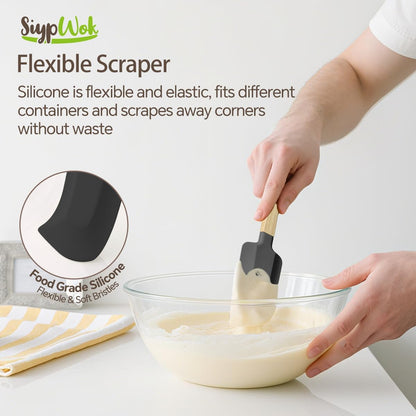 Silicone Spatula Set, Food Grade Rubber Spatula-4 Piece Nonstick Rubber Spatulas, Spoonula, Jar Scraper for Cooking, Baking, Mixing, Frosting - Heat Resistant Up to 600°F (4 Pcs Spatula Off-White)