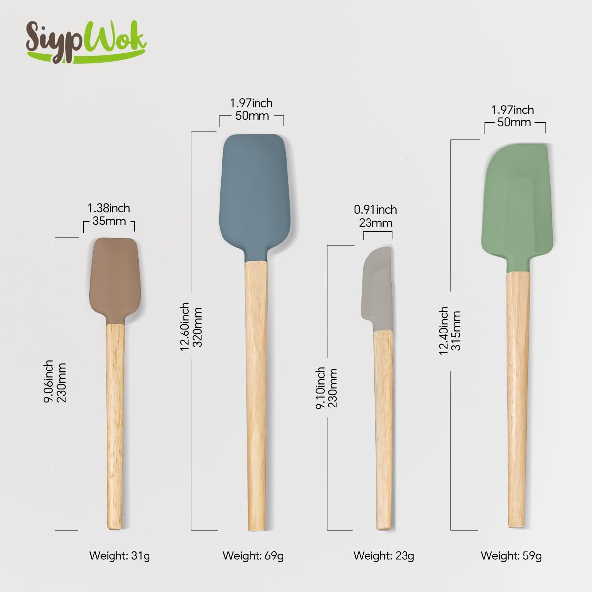 Silicone Spatula Set, Food Grade Rubber Spatula-4 Piece Nonstick Rubber Spatulas, Spoonula, Jar Scraper for Cooking, Baking, Mixing, Frosting - Heat Resistant Up to 600°F (4 Pcs Spatula Off-White)