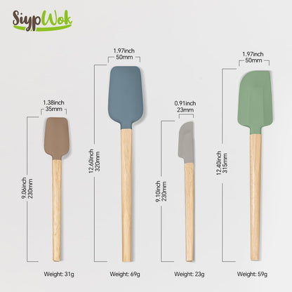 Silicone Spatula Set, Food Grade Rubber Spatula-4 Piece Nonstick Rubber Spatulas, Spoonula, Jar Scraper for Cooking, Baking, Mixing, Frosting - Heat Resistant Up to 600°F (4 Pcs Spatula Off-White)