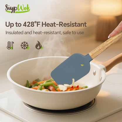 Silicone Spatula Set, Food Grade Rubber Spatula-4 Piece Nonstick Rubber Spatulas, Spoonula, Jar Scraper for Cooking, Baking, Mixing, Frosting - Heat Resistant Up to 600°F (4 Pcs Spatula Off-White)