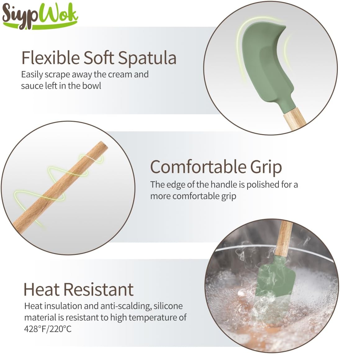 Silicone Spatula Set, Food Grade Rubber Spatula-4 Piece Nonstick Rubber Spatulas, Spoonula, Jar Scraper for Cooking, Baking, Mixing, Frosting - Heat Resistant Up to 600°F (4 Pcs Spatula Off-White)