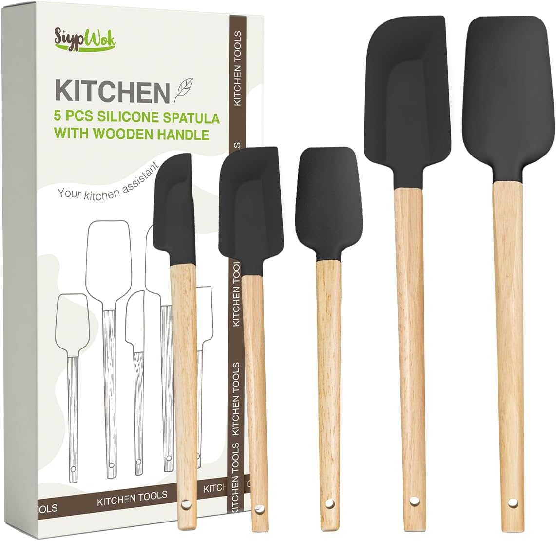 Silicone Spatula Set, Food Grade Rubber Spatula-4 Piece Nonstick Rubber Spatulas, Spoonula, Jar Scraper for Cooking, Baking, Mixing, Frosting - Heat Resistant Up to 600°F (4 Pcs Spatula Off-White)
