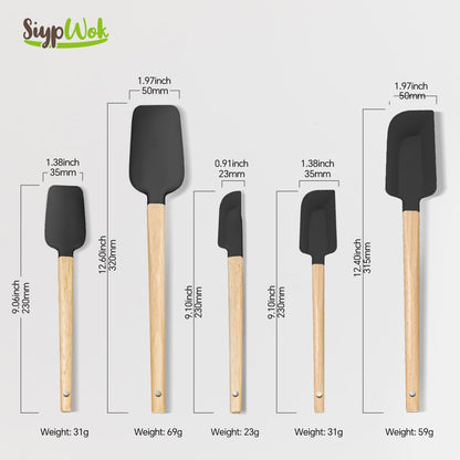 Silicone Spatula Set, Food Grade Rubber Spatula-4 Piece Nonstick Rubber Spatulas, Spoonula, Jar Scraper for Cooking, Baking, Mixing, Frosting - Heat Resistant Up to 600°F (4 Pcs Spatula Off-White)