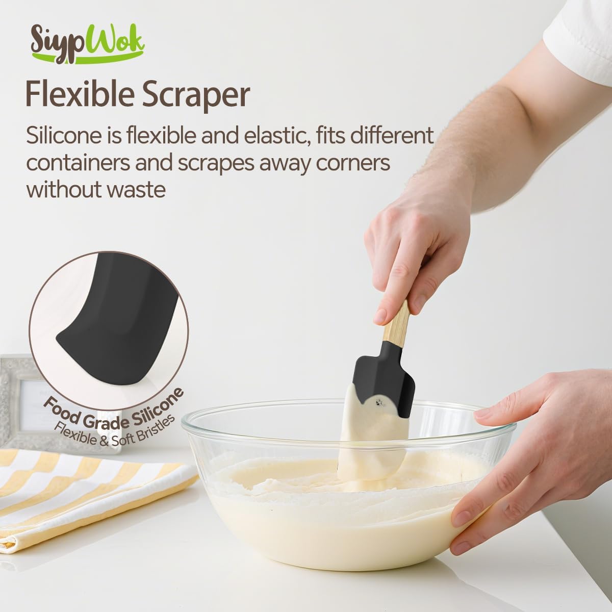 Silicone Spatula Set, Food Grade Rubber Spatula-4 Piece Nonstick Rubber Spatulas, Spoonula, Jar Scraper for Cooking, Baking, Mixing, Frosting - Heat Resistant Up to 600°F (4 Pcs Spatula Off-White)