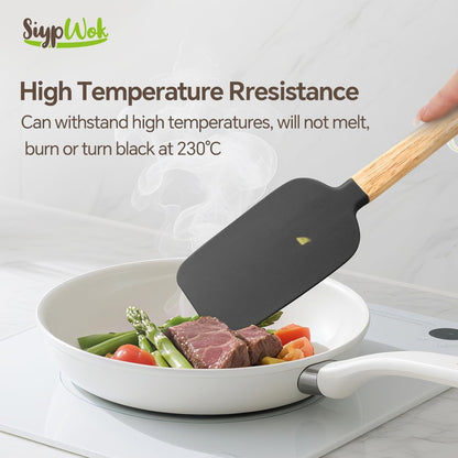 Silicone Spatula Set, Food Grade Rubber Spatula-4 Piece Nonstick Rubber Spatulas, Spoonula, Jar Scraper for Cooking, Baking, Mixing, Frosting - Heat Resistant Up to 600°F (4 Pcs Spatula Off-White)