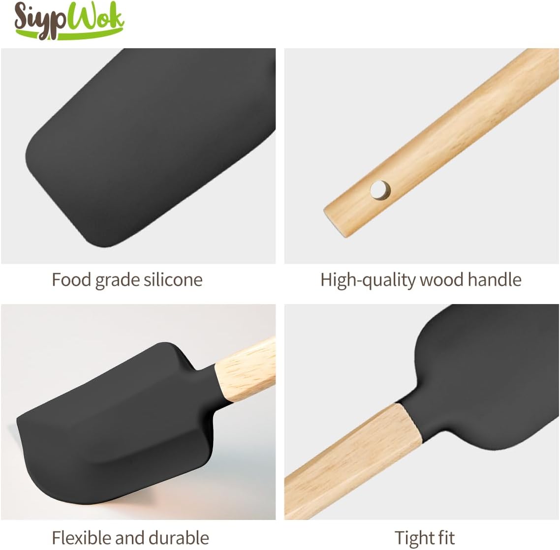 Silicone Spatula Set, Food Grade Rubber Spatula-4 Piece Nonstick Rubber Spatulas, Spoonula, Jar Scraper for Cooking, Baking, Mixing, Frosting - Heat Resistant Up to 600°F (4 Pcs Spatula Off-White)