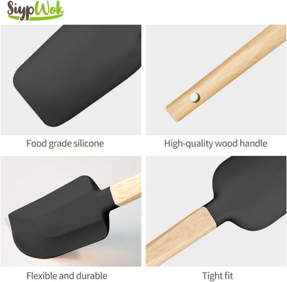Silicone Spatula Set, Food Grade Rubber Spatula-4 Piece Nonstick Rubber Spatulas, Spoonula, Jar Scraper for Cooking, Baking, Mixing, Frosting - Heat Resistant Up to 600°F (4 Pcs Spatula Off-White)