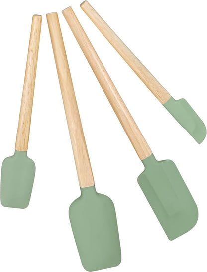 Silicone Spatula Set, Food Grade Rubber Spatula-4 Piece Nonstick Rubber Spatulas, Spoonula, Jar Scraper for Cooking, Baking, Mixing, Frosting - Heat Resistant Up to 600°F (4 Pcs Spatula Off-White)