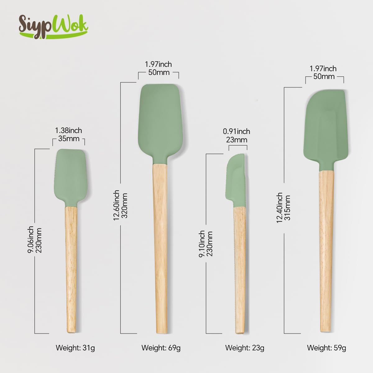 Silicone Spatula Set, Food Grade Rubber Spatula-4 Piece Nonstick Rubber Spatulas, Spoonula, Jar Scraper for Cooking, Baking, Mixing, Frosting - Heat Resistant Up to 600°F (4 Pcs Spatula Off-White)