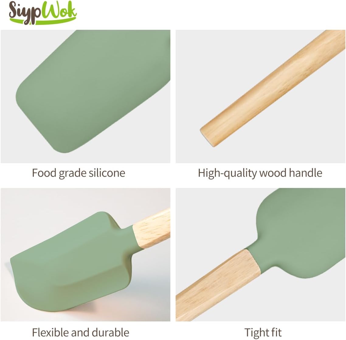 Silicone Spatula Set, Food Grade Rubber Spatula-4 Piece Nonstick Rubber Spatulas, Spoonula, Jar Scraper for Cooking, Baking, Mixing, Frosting - Heat Resistant Up to 600°F (4 Pcs Spatula Off-White)