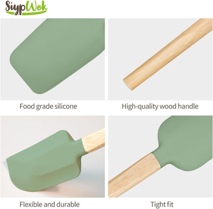 Silicone Spatula Set, Food Grade Rubber Spatula-4 Piece Nonstick Rubber Spatulas, Spoonula, Jar Scraper for Cooking, Baking, Mixing, Frosting - Heat Resistant Up to 600°F (4 Pcs Spatula Off-White)