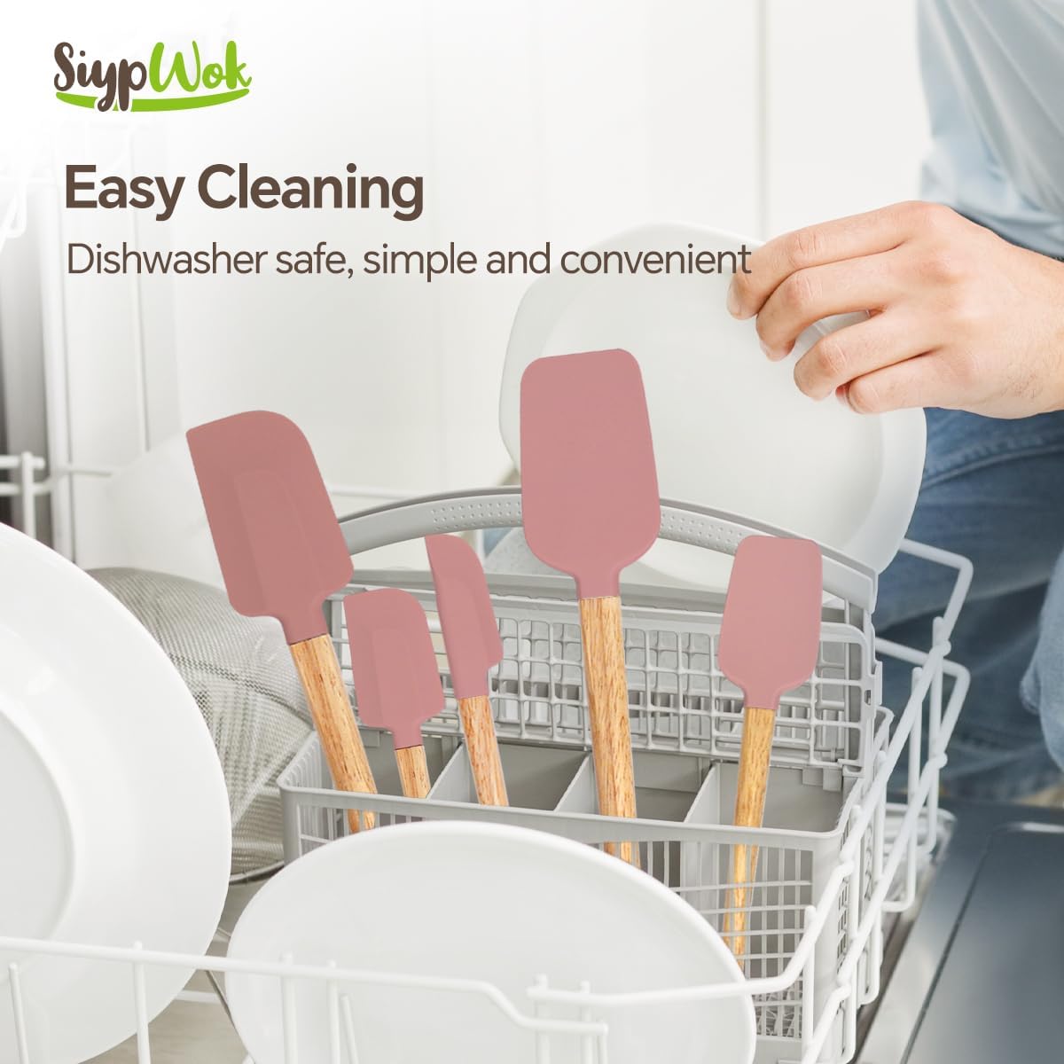 Silicone Spatula Set, Food Grade Rubber Spatula-4 Piece Nonstick Rubber Spatulas, Spoonula, Jar Scraper for Cooking, Baking, Mixing, Frosting - Heat Resistant Up to 600°F (4 Pcs Spatula Off-White)