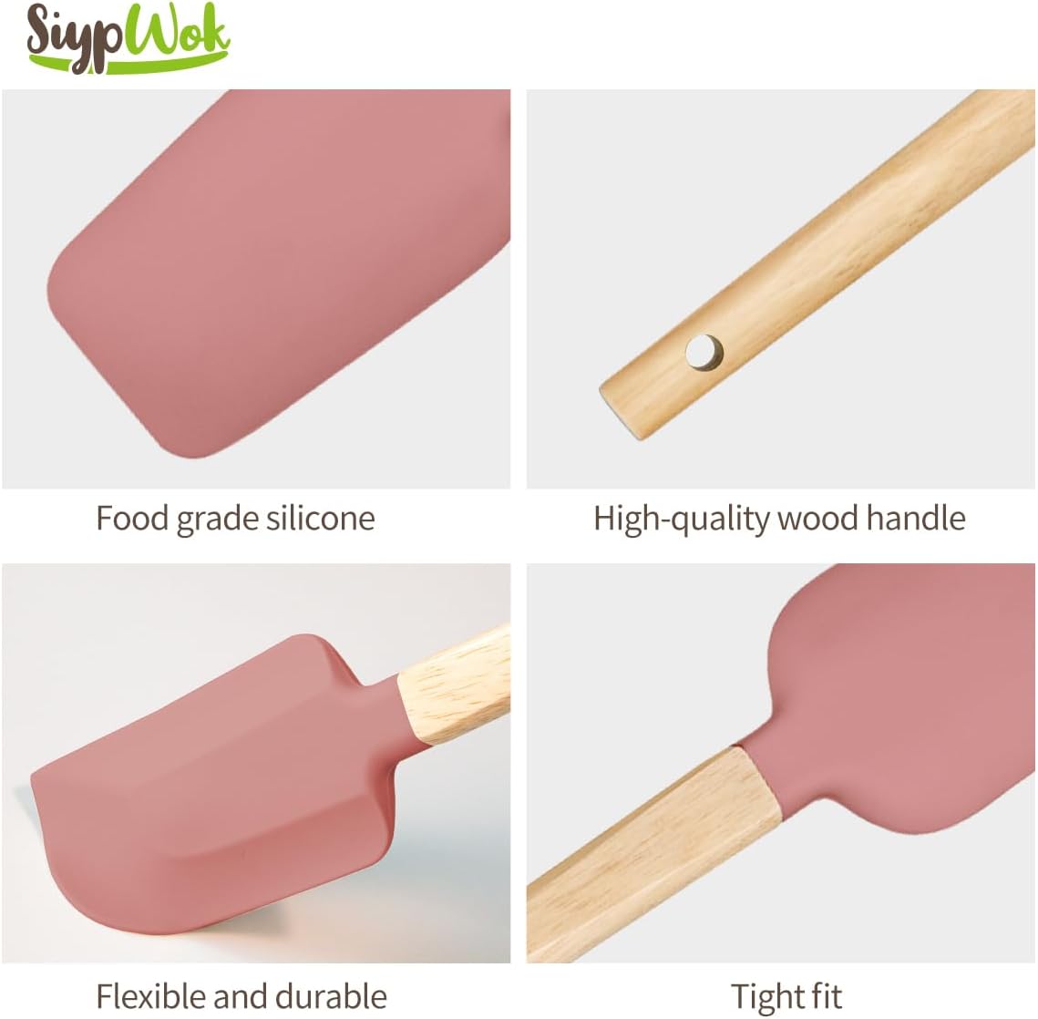 Silicone Spatula Set, Food Grade Rubber Spatula-4 Piece Nonstick Rubber Spatulas, Spoonula, Jar Scraper for Cooking, Baking, Mixing, Frosting - Heat Resistant Up to 600°F (4 Pcs Spatula Off-White)