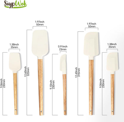 Silicone Spatula Set, Food Grade Rubber Spatula-4 Piece Nonstick Rubber Spatulas, Spoonula, Jar Scraper for Cooking, Baking, Mixing, Frosting - Heat Resistant Up to 600°F (4 Pcs Spatula Off-White)