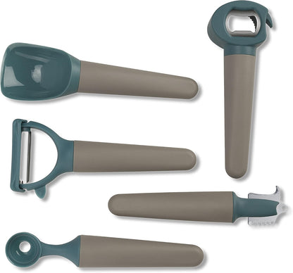 Kitchen Utensils Tools Set With Handle, Crock Sets With 5 Pcs Kitchen Utensil With Herb Cutter,Melon Baller, Ice Cream Scoop, Y-Peeler, Lemon Zester, Bottle Opener EMPV-GIFT08