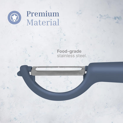 Vegetable Peeler 2-Piece Set – Swivel Cutter and Julienne Peeler with Bottle Opener and Built-in Eye Remover – Stainless Steel Blade with Comfortable Handle – Kitchen Tools & Accessories – Blue