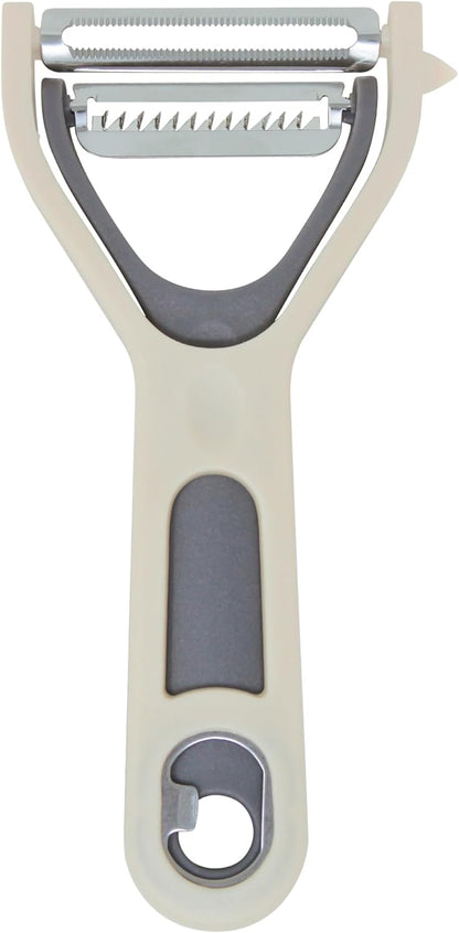 Vegetable Peeler 2-Piece Set – Swivel Cutter and Julienne Peeler with Bottle Opener and Built-in Eye Remover – Stainless Steel Blade with Comfortable Handle – Kitchen Tools & Accessories – Blue