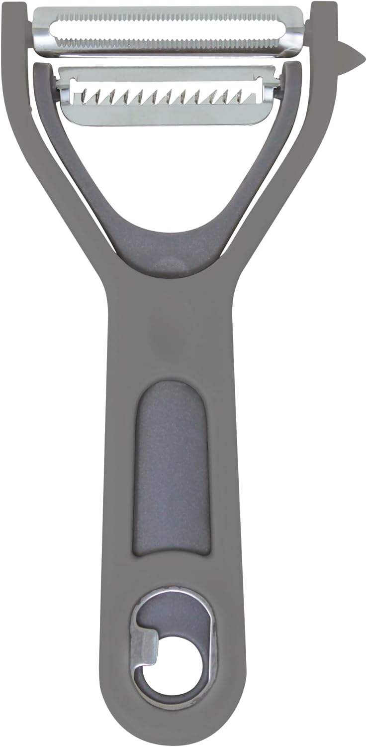 Vegetable Peeler 2-Piece Set – Swivel Cutter and Julienne Peeler with Bottle Opener and Built-in Eye Remover – Stainless Steel Blade with Comfortable Handle – Kitchen Tools & Accessories – Blue
