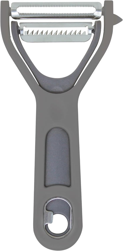 Vegetable Peeler 2-Piece Set – Swivel Cutter and Julienne Peeler with Bottle Opener and Built-in Eye Remover – Stainless Steel Blade with Comfortable Handle – Kitchen Tools & Accessories – Blue