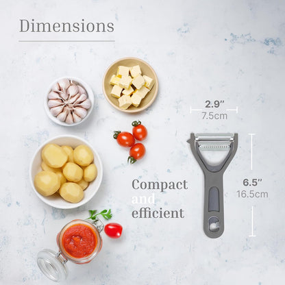 Vegetable Peeler 2-Piece Set – Swivel Cutter and Julienne Peeler with Bottle Opener and Built-in Eye Remover – Stainless Steel Blade with Comfortable Handle – Kitchen Tools & Accessories – Blue