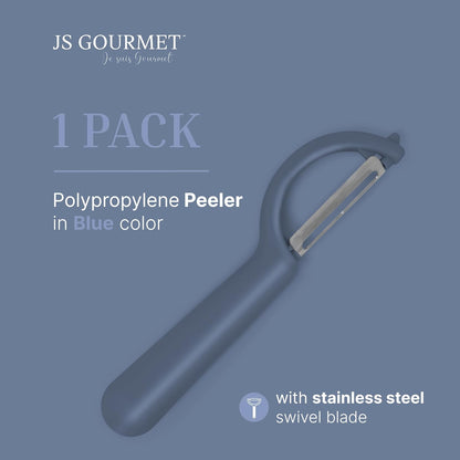 Vegetable Peeler 2-Piece Set – Swivel Cutter and Julienne Peeler with Bottle Opener and Built-in Eye Remover – Stainless Steel Blade with Comfortable Handle – Kitchen Tools & Accessories – Blue